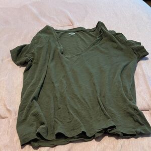 Madewell Deep Green V-Neck Short Sleeve Tee